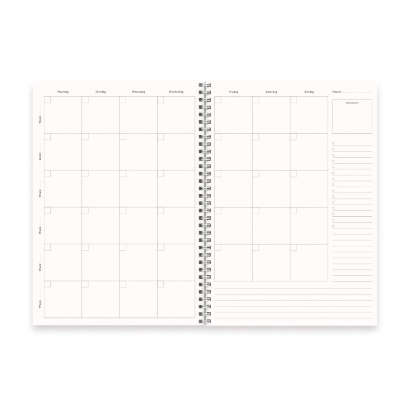 Prikkelarme A4 weekplanner 'Lotus' planboekje / werkboek met ringband