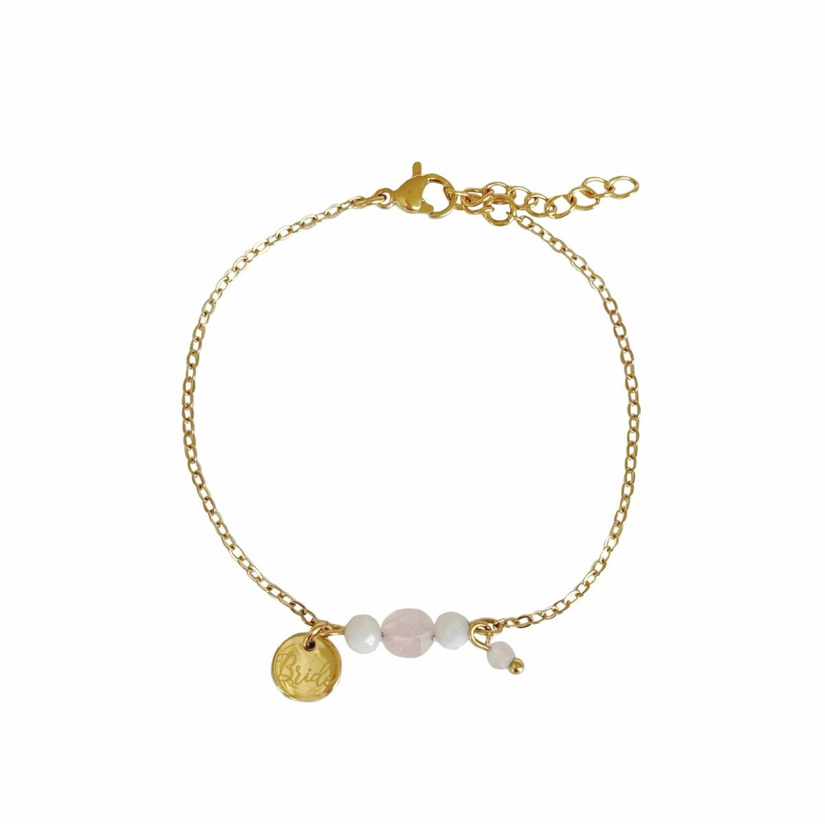 Bruids Armband Rozenkwarts & Maansteen - Goud