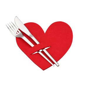 Cutlery bags heart, red H.18 cm