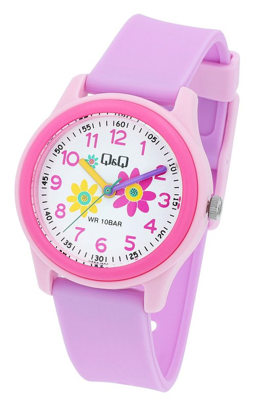 Montre pour enfants Q&Q avec bracelet en silicone, "Fleurs", 10 bar