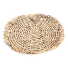 De Fringe Raffia Placemat Round - Naturel
