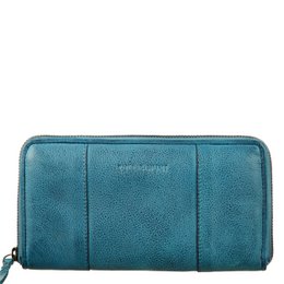 A classic zip wallet in a vibrant yellow color, made of durable leather material with a sleek and stylish design.
