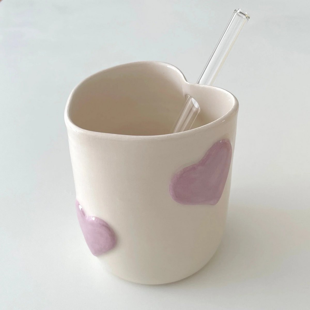 Heart Ceramic Cup Handmade Matcha & Iced Coffee Cup