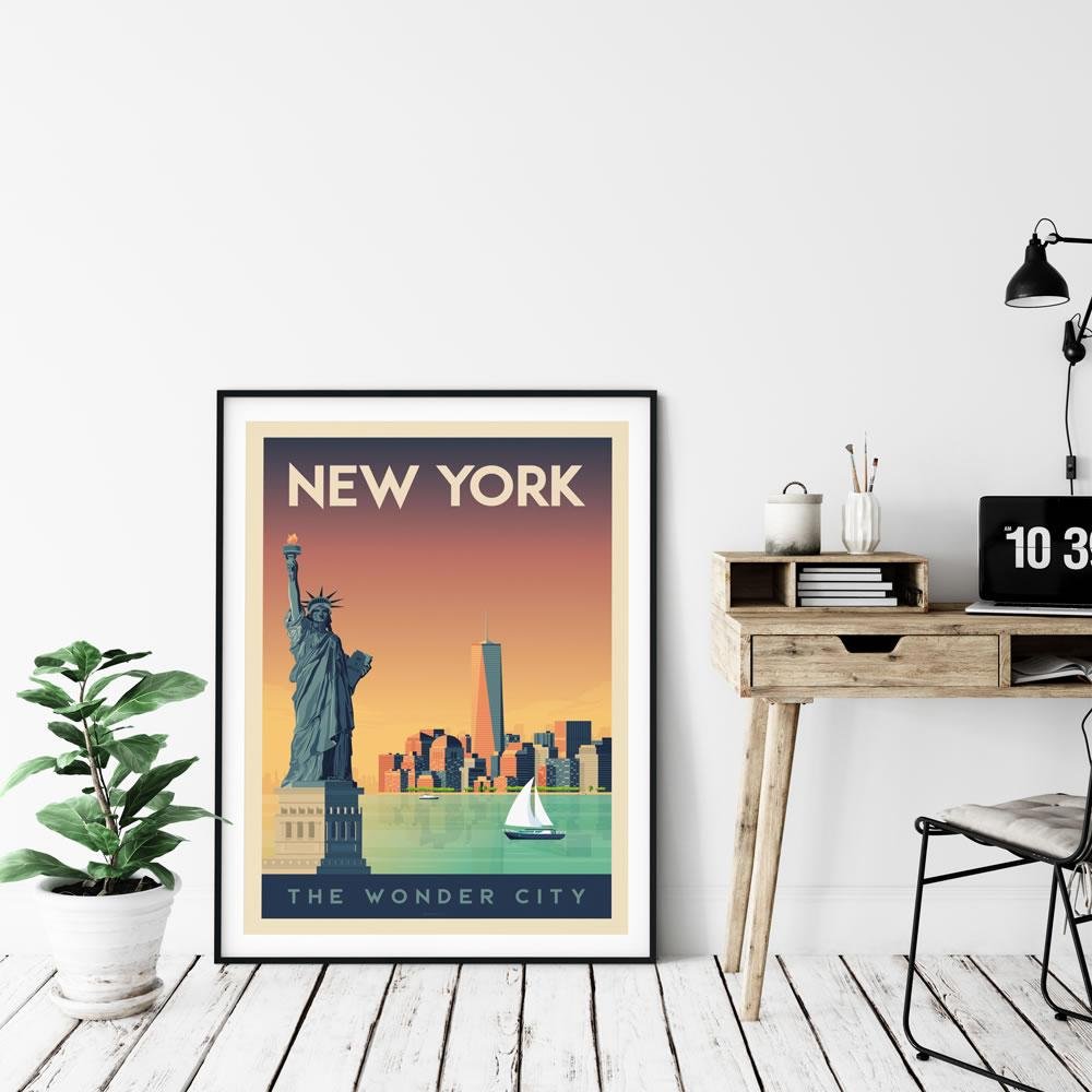 Vintage poster van New York | Poster City New York Verenigde Staten