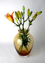 Florero de mesa florero de vidrio bulboso florero de vidrio ámbar hecho a mano