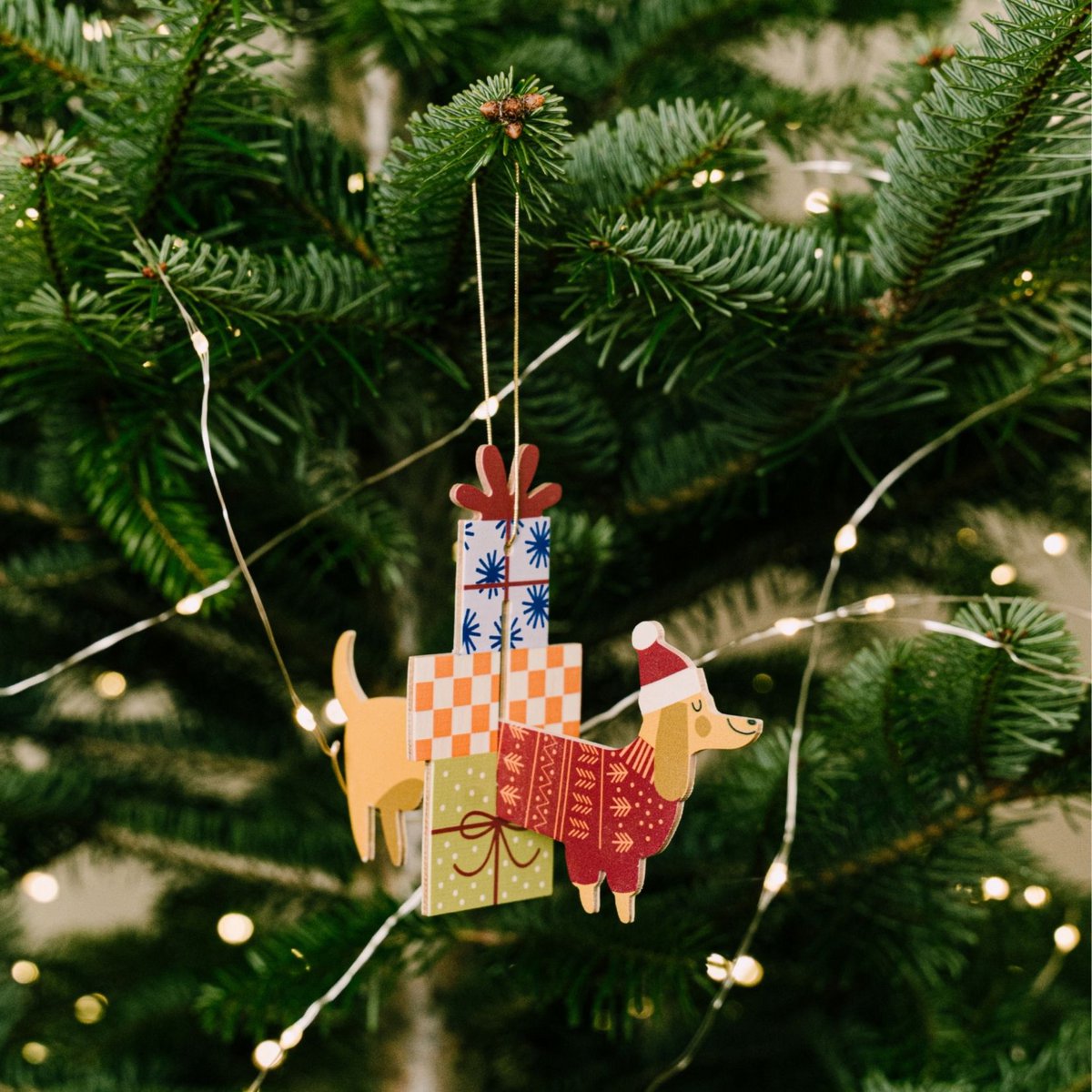 Decoración navideña 3D, perro colgante del árbol de Navidad como regalo