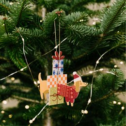 Decoración navideña 3D, perro colgante del árbol de Navidad como regalo
