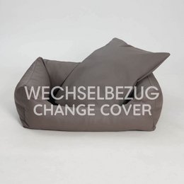 Wechselbezug Hundebett Box Bett Saddle Kunstleder taupe