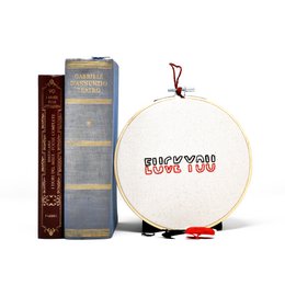 Embroidery funny sentence on canvas 15 cm