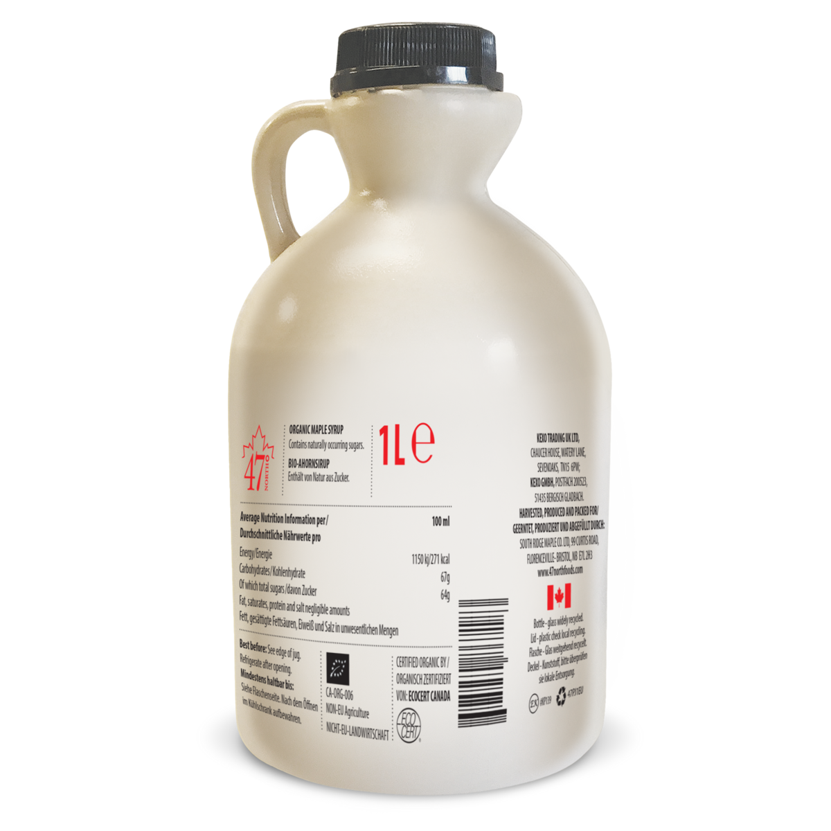 ENKELE BRON Biologische ahornsiroop, Canada klasse A, amber, rijk 1000 ml