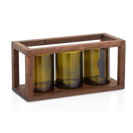 Bougeoir bouteille Joy Kitchen sur plateau bois - lot de 3