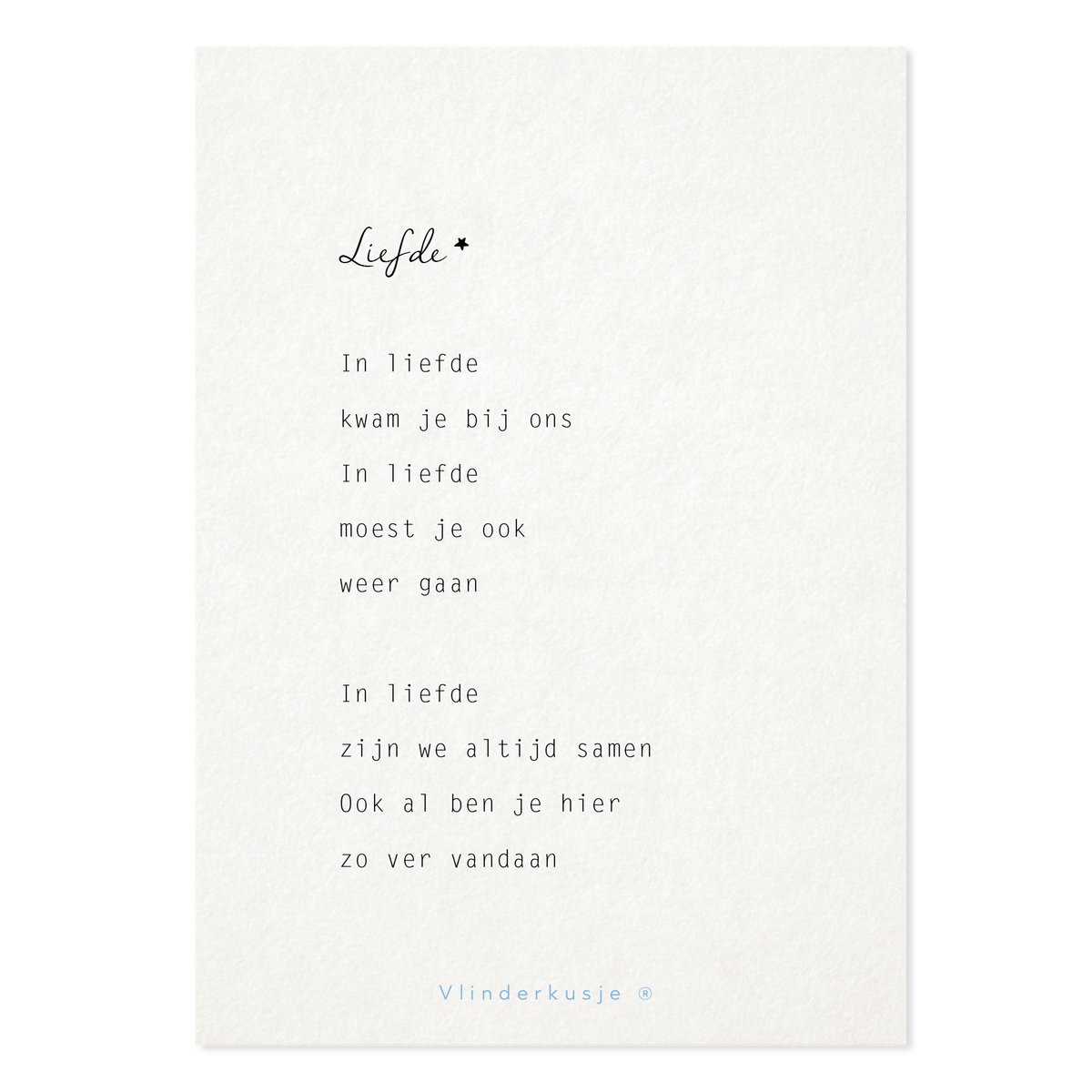 'Du bist verliebt zu uns gekommen' / Postkarte Trost & Liebe