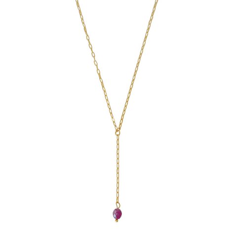 Lariat-Halskette, Burgunder-Granat – Gold