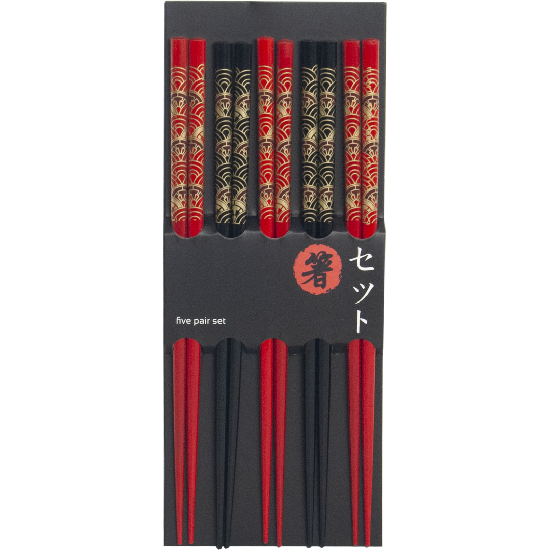 Edo Chopstick Set, 5 pair Japanese pattern