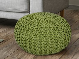 Pouf Ø 55 H 37 H 37 Strickhocker Sitzpouf Bodenkissen nachhaltig