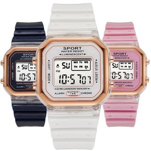 Modemerk Student Transparant Elektronisch Horloge Snoep Veelkleurig LED Dames Sport Waterdicht Wirstwatch Klok Cadeaurelógio