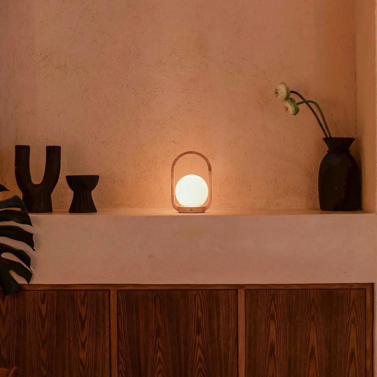 Lampada ricaricabile in legno Skye marrone chiaro
