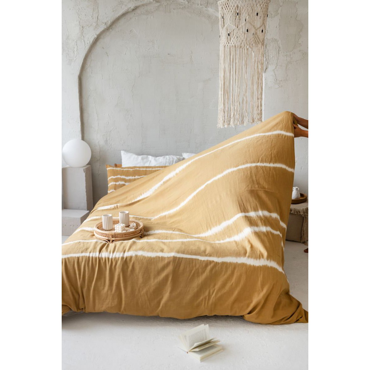 Juego de ropa de cama Shibori - funda nórdica 220 x 240 cm y dos almohadas 40 x 80 cm | Alazán