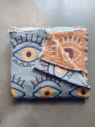 Muslin blanket - Vision - coral blue - 2.20 x 2.50 m