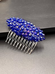 Peineta de cristal con iris azul para peinados de novia