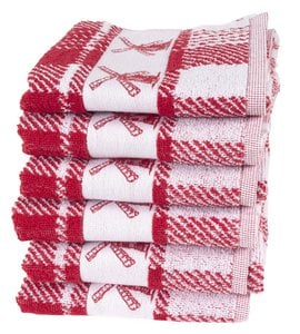 100% Katoenen Keukentextiel Set 6 stuks Mill Rood