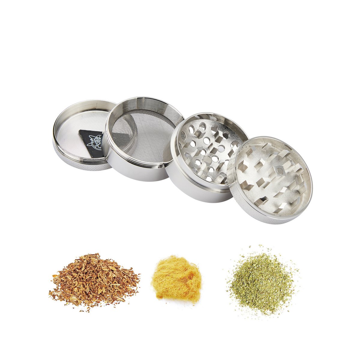 Display of 9 Spice Mills 4 Parts – Silver, Gold, Rose Gold
