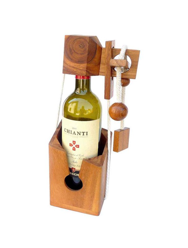 Logica Giochi Denksport-Flaschenhalter-Puzzle aus Holz, NFAC, 11 x 11 x 16 cm, ohne Flasche