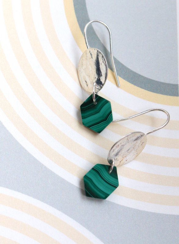 Gocce d'argento di alta qualità marquise in malachite