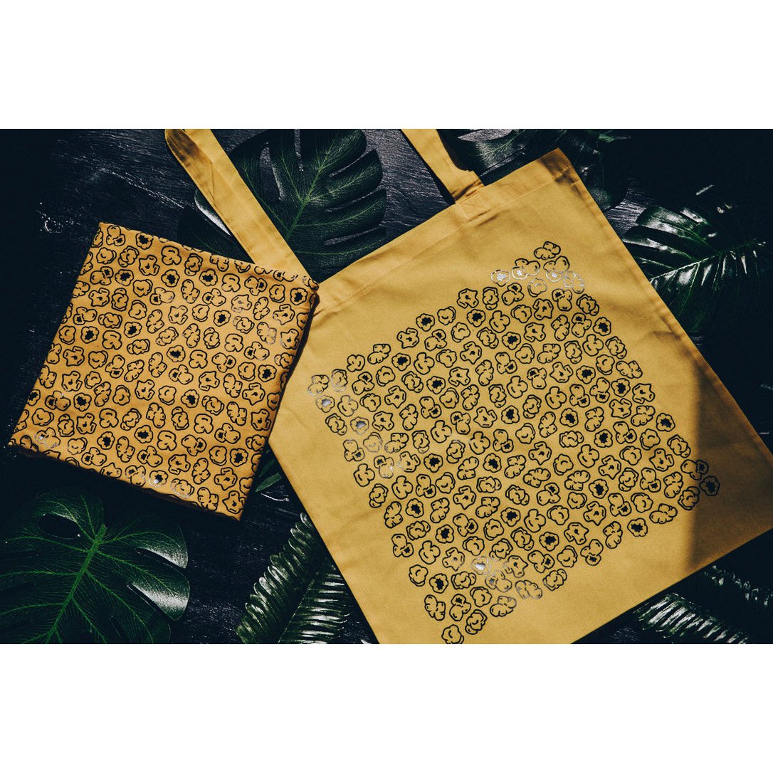 BAUMWOLLTASCHE mit POPCORNMUSTER, umweltfreundlich, handbedruckt, stuttgart
