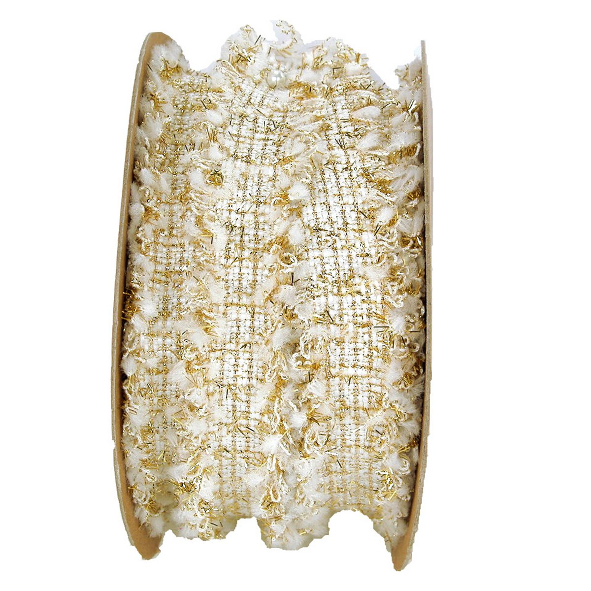 Bånd Ornella, B25mm, L10m, creme-guld