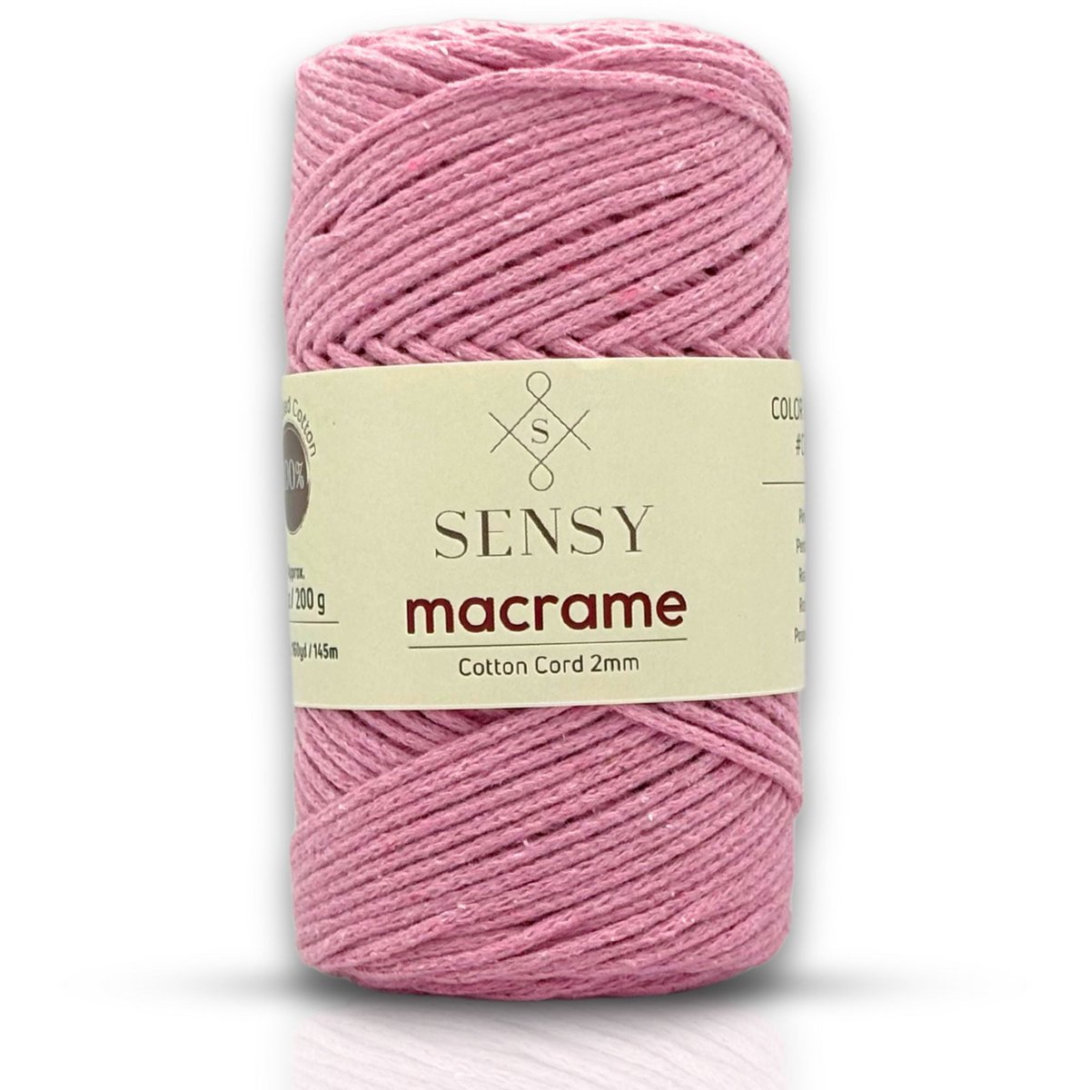 Sensy Premium 2 mm - 160 yards 100 % genanvendt bomuldsmacrame-ledning