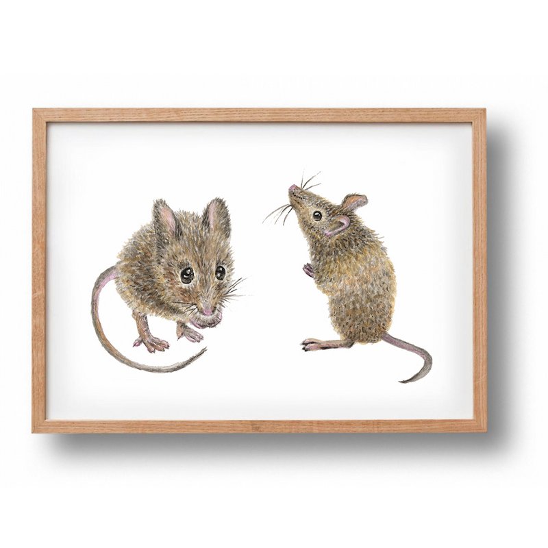 Tierplakatmäuse - A4 - Kindergarten - Mutterschaftsgeschenk - Wanddekoration - handbemalt von Mies mit Aquarell