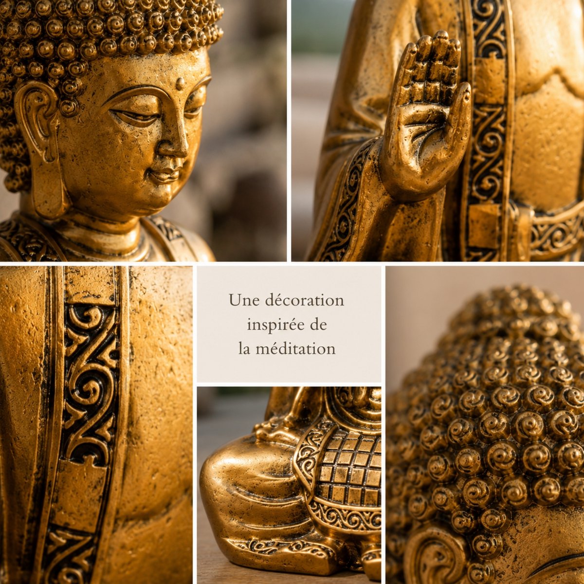 Statua di Bodhi in oro - Decorazione Zen e Feng Shui - Per creare un'atmosfera rilassante e spirituale - Idea regalo fortunata