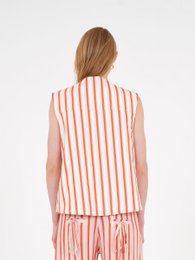 Chaleco vaquero estampado de rayas rojas de Zinnia