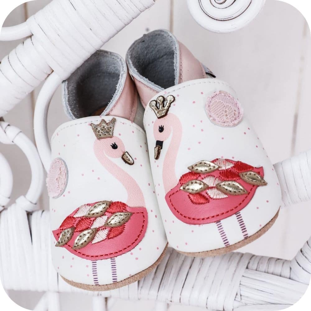 Pantuflas bebe piel suave Flamencos
