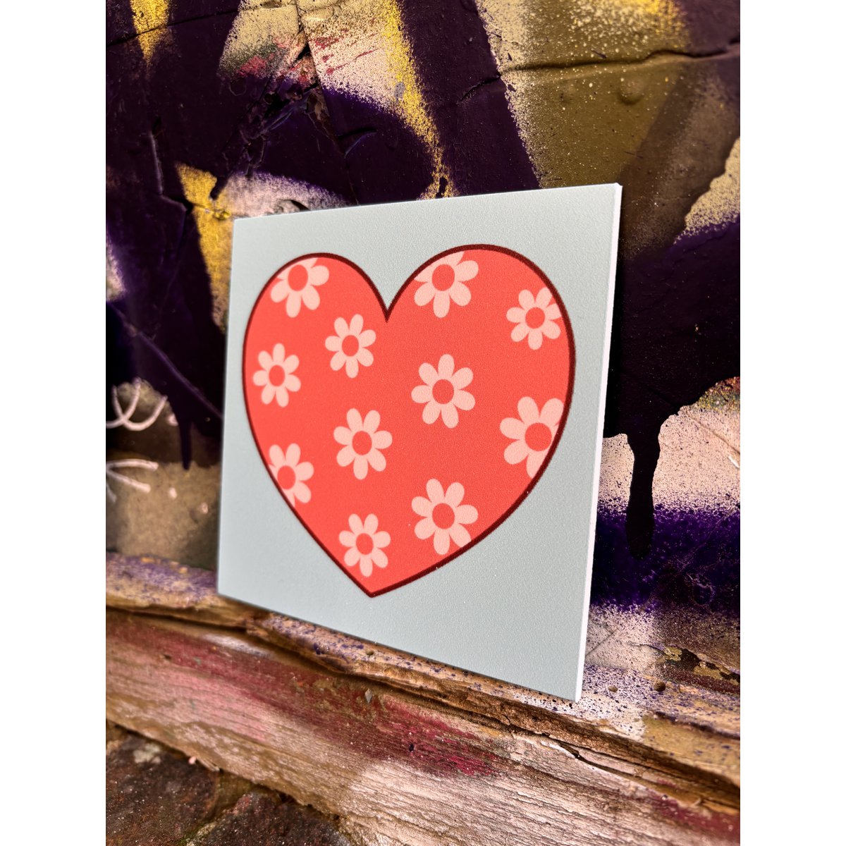 Forex tegeltje 10x10cm - Bloemen hart- #101030426