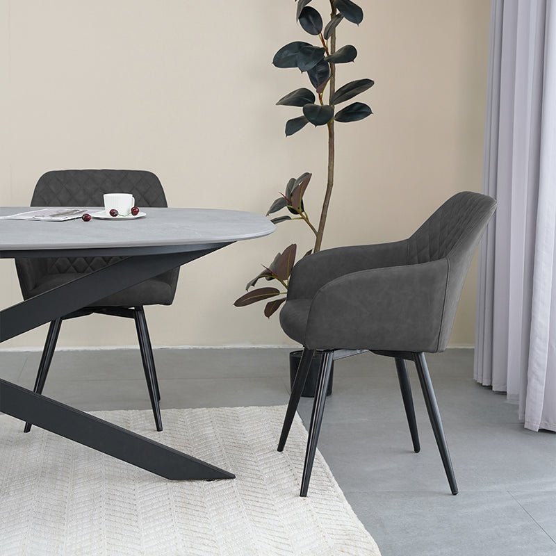 Frazer Diamond Swivel Chairs [Set of 2] [Grey] [Faux Leather]