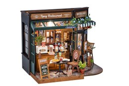 Robotime, DIY Huisje, Tipsy Restaurant with LED lighting, DG167, 18x18x24cm
