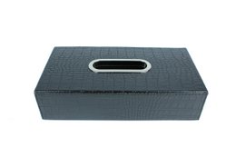 Tissue box rectangular crocodile black