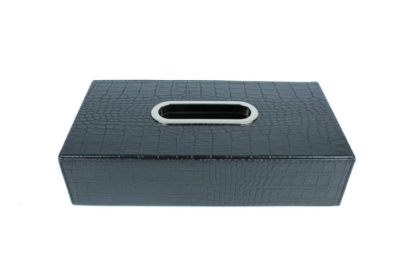 Tissue box rectangular crocodile black
