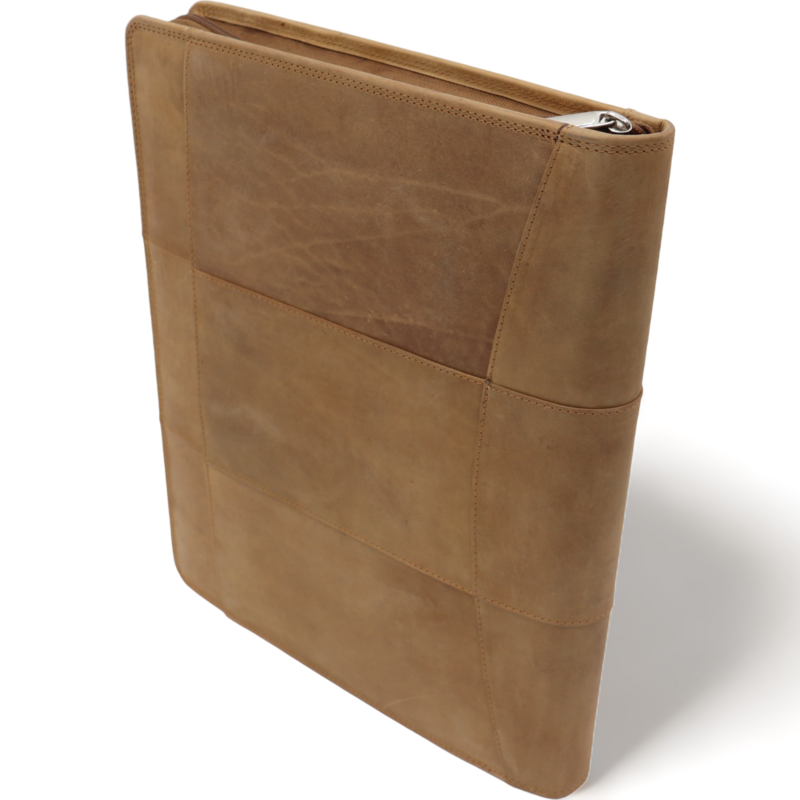 Estuche de cuero para escritura A4 - Carpeta para conferencias - Carpeta para documentos A4 - Funda para tableta y portátil - Carpeta de anillas extraíble