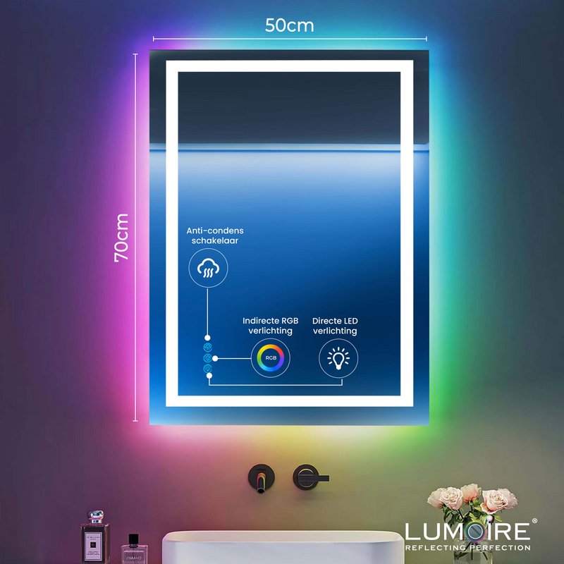 RGB-badkamerspiegel Lumoire Matrix verticaal 50 cm