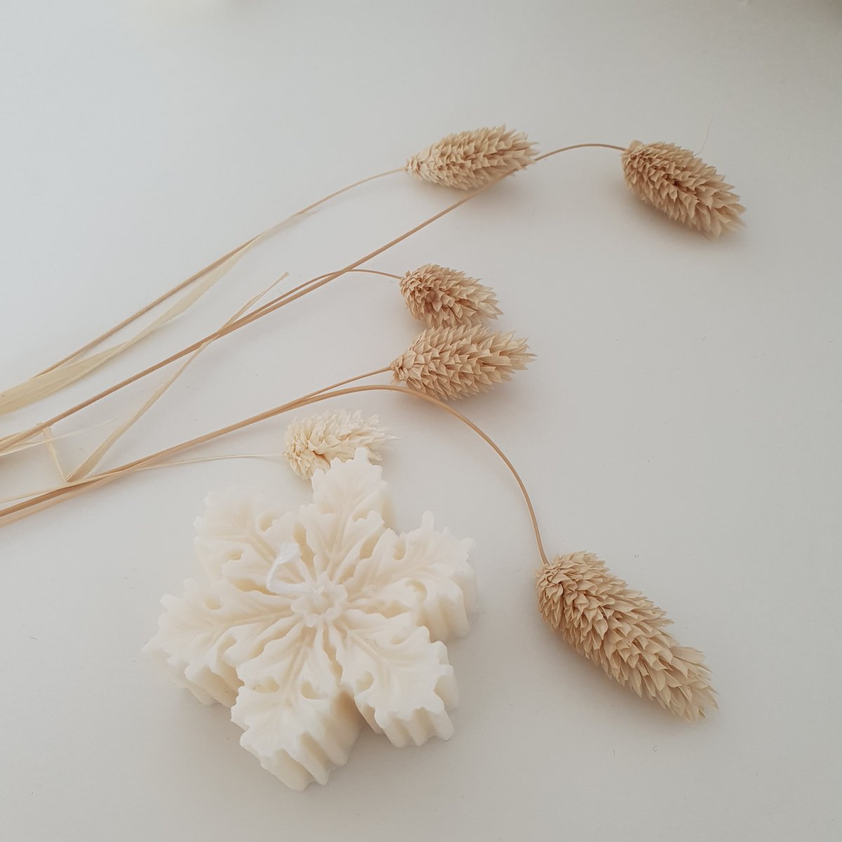 Vela de copo de nieve | Vela decorativa de cera de colza | vela | vela de pilar | hecho a mano