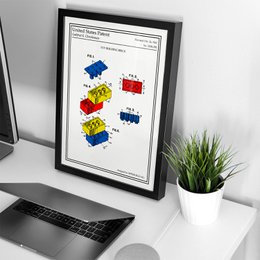 Poster di brevetto a colori dei mattoncini Lego