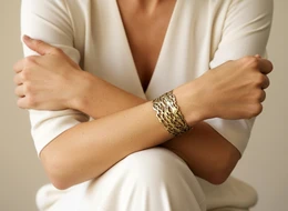 Breites Manschettenarmband aus patinierter Bronze – organisch durchbrochen