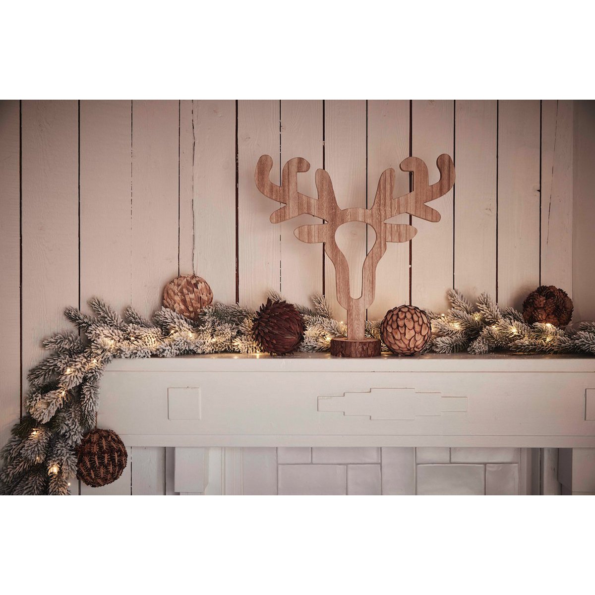 Astas de reno candelabro rural | 55cm | Portavelas de madera | Decoración navideña | Decoración navideña sostenible | Marrón