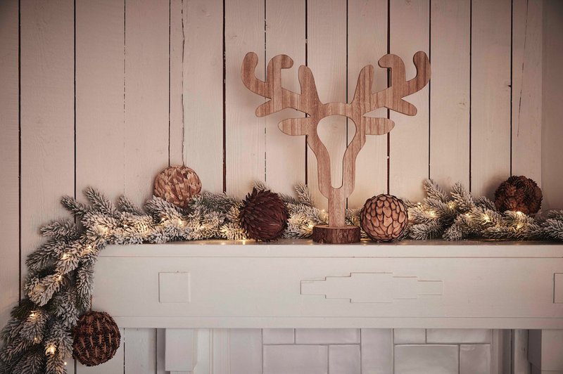 Rural candle holder reindeer antlers | 55 cm | Wooden tea light holder | Christmas decoration | Sustainable Christmas decoration | Brown
