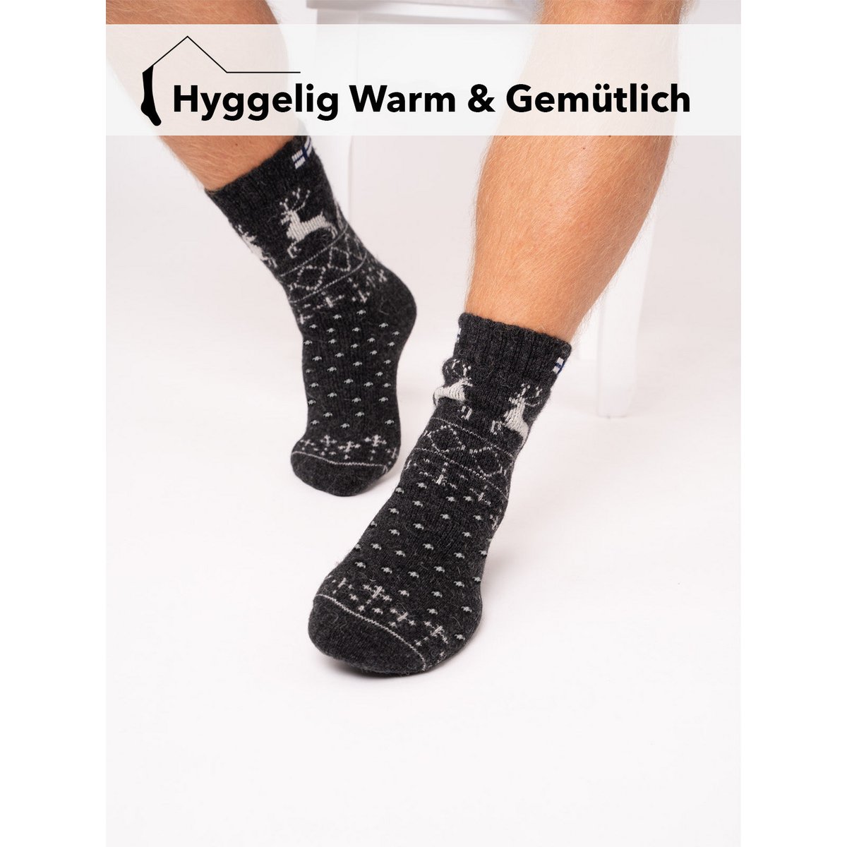 Ein Paar 80% Wollsocken Norwegen Flagge & Norweger Design