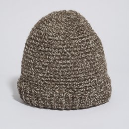 Rå uld hånd strikket ribbed kant beanie hat
