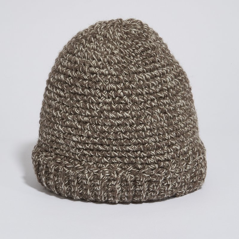 Rå uld hånd strikket ribbed kant beanie hat
